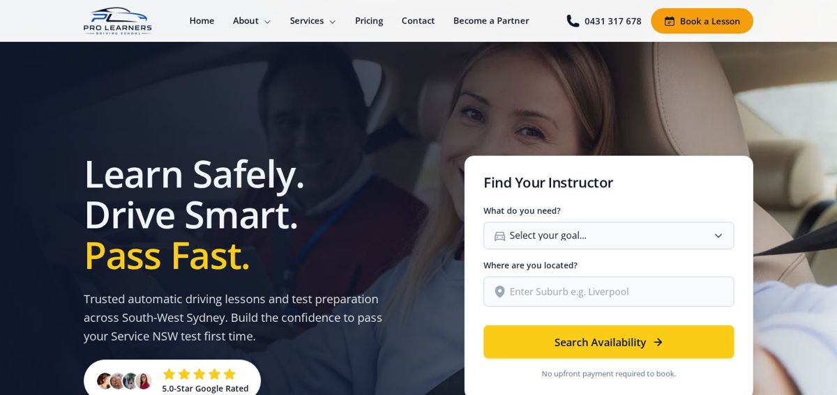 Pro Learners website homepage, built by Harbour Creative