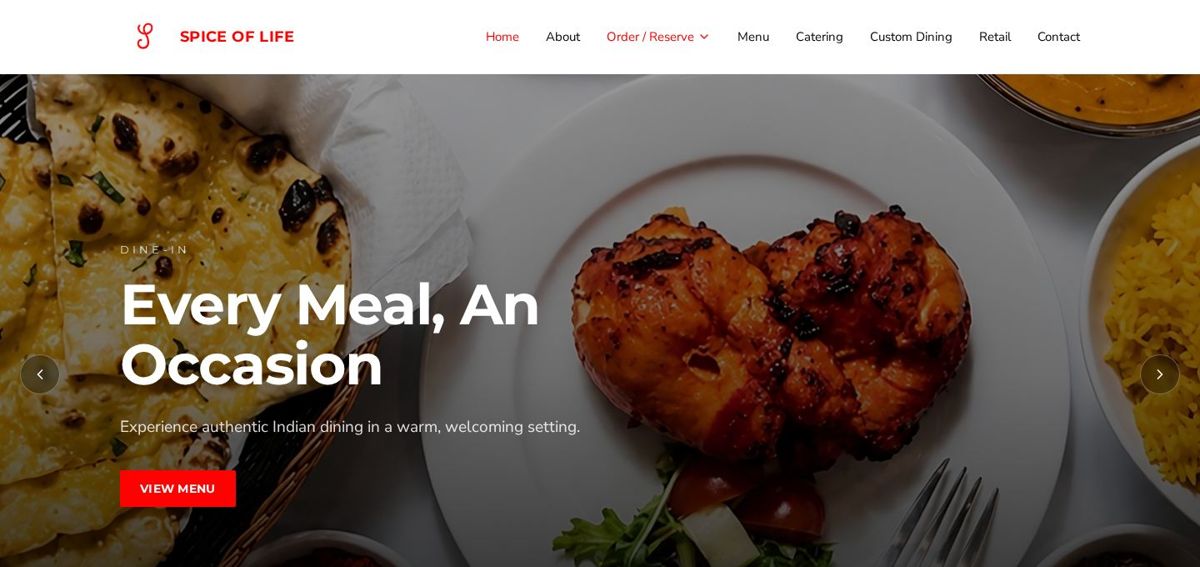 Spice of Life website homepage, built by Harbour Creative